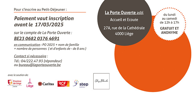 Invitation au petit djeuner de la PORTE OUVERTE -Lieu d'coute  Lige