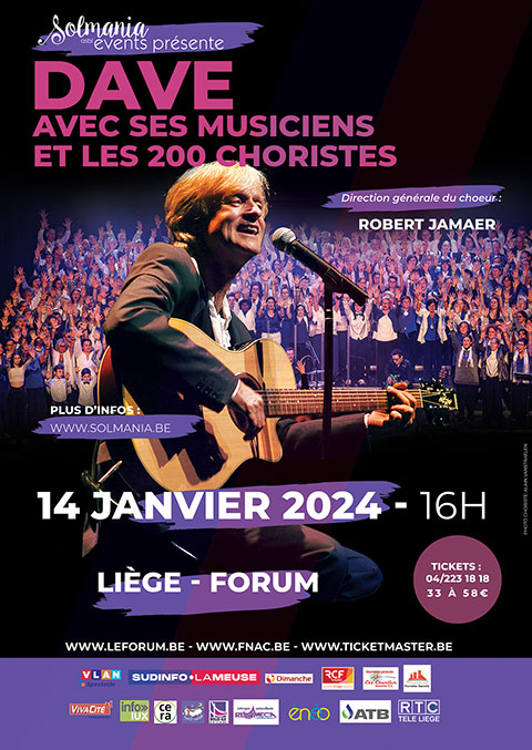 Dave & les 200 choristes-Liège-Forum-Dim. 14 janvier 2024